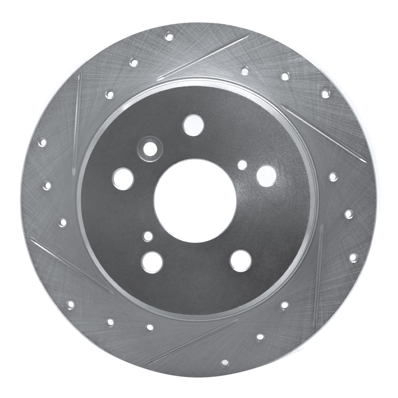 Lexus RX300 Brake Rotor (1) - Rear Left - R1 Concepts - Drilled & Slotted - Silver - `99-`03
